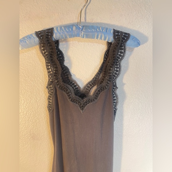 $198 FREE PEOPLE SEXY BOHO Lace Trim Tank Double Slit Maxi Dress - Picture 5 of 7